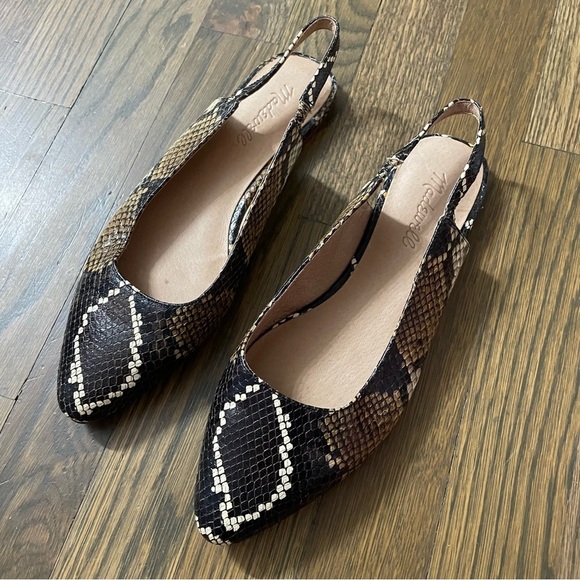 Madewell The Margot Slingback Flat in Snake Embossed Leather Women’s 7.5 - Picture 1 of 10